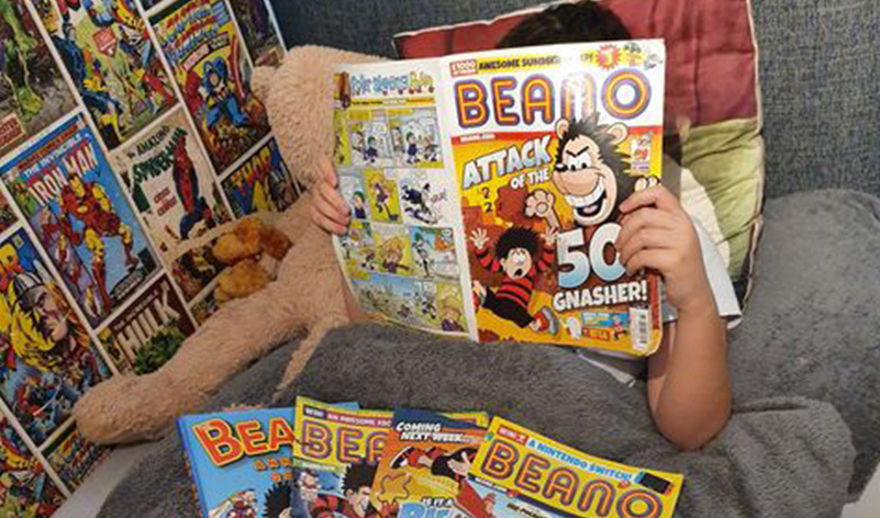 Reading Beano in bed