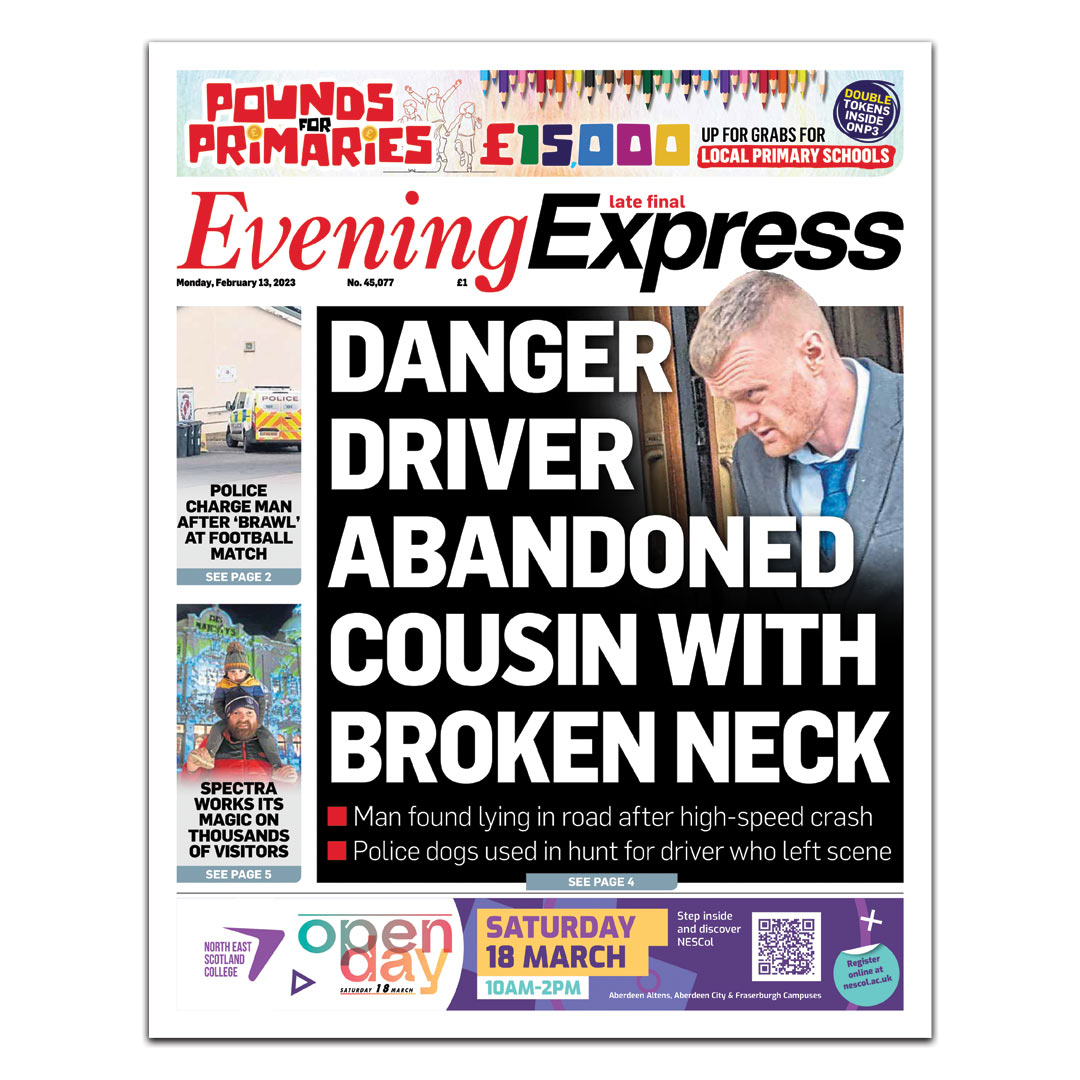 Evening Express Newspaper Front cover